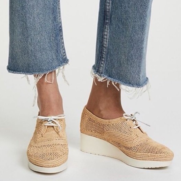 Chaussures Compensées Robert Clergerie Femme - Beige Raffia, Semelle Caoutchouc - Taille UK7 - Neuf